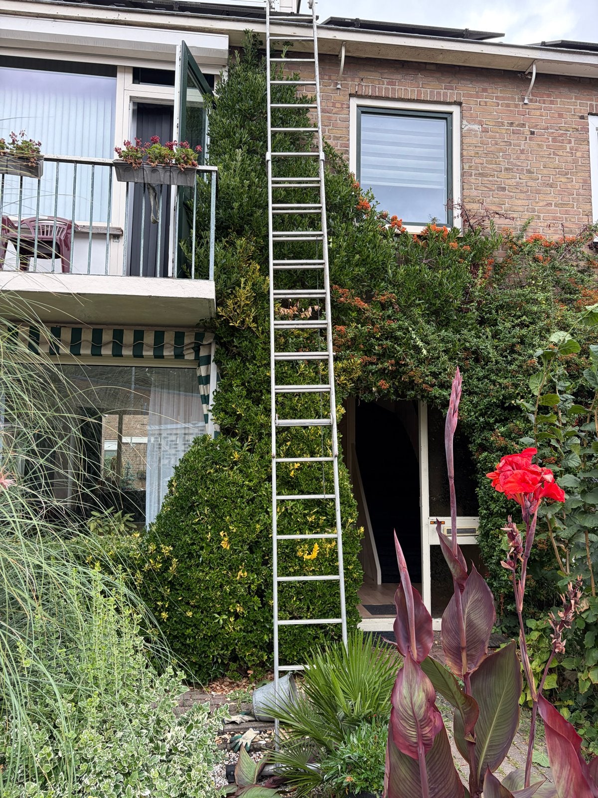 Uitschuifbare ladder 2x14 treden, Doe-het-zelf en Verbouw, Ladders en Trappen, Ophalen, Gebruikt, Ladder, Opvouwbaar of Inschuifbaar
