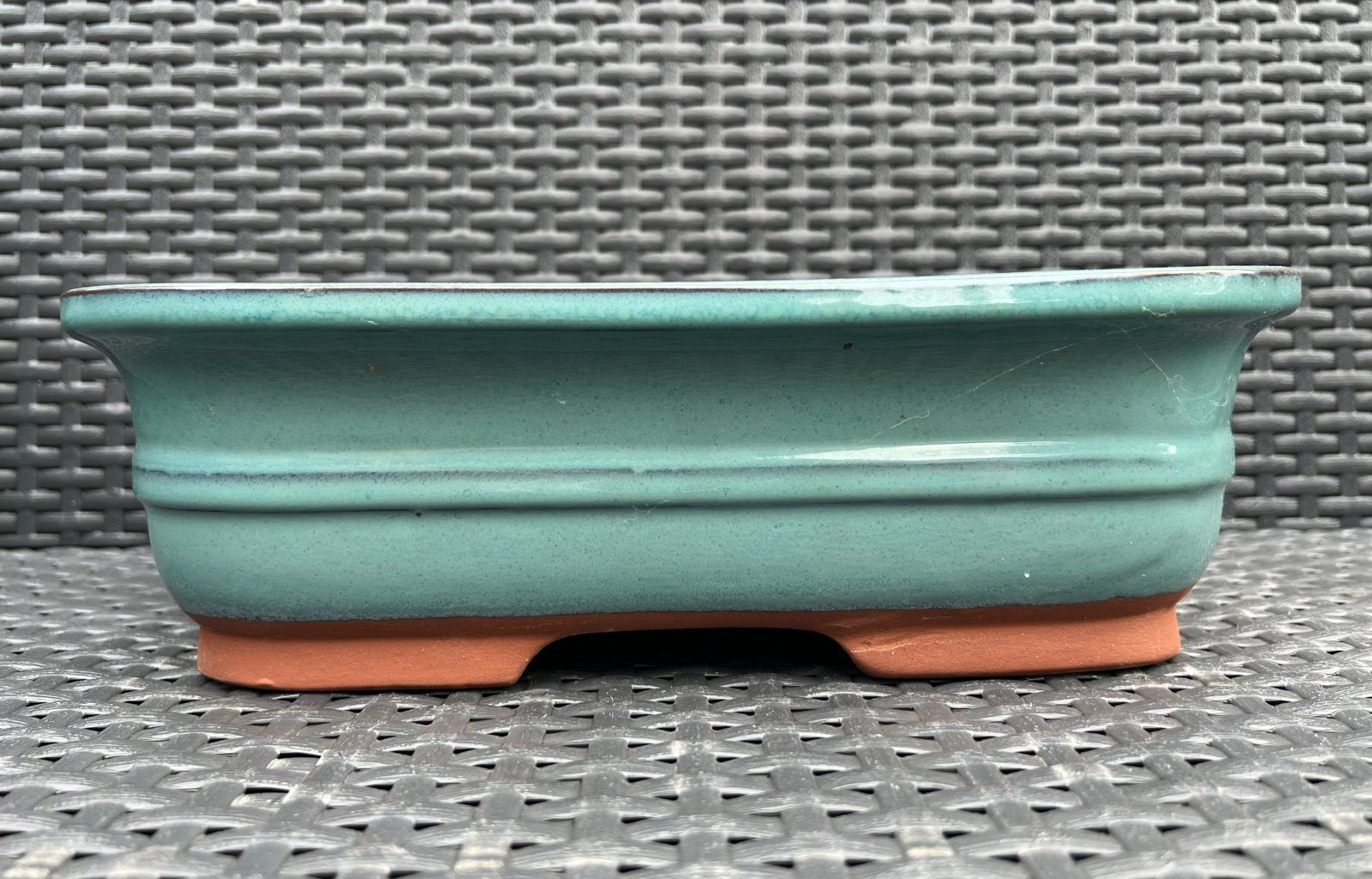 Bonsai schaal groen-blauw geglazuurd Koreaans 31,3x23,1x9,7, Tuin en Terras, Nieuw, Ophalen of Verzenden, Aardewerk, Rechthoekig