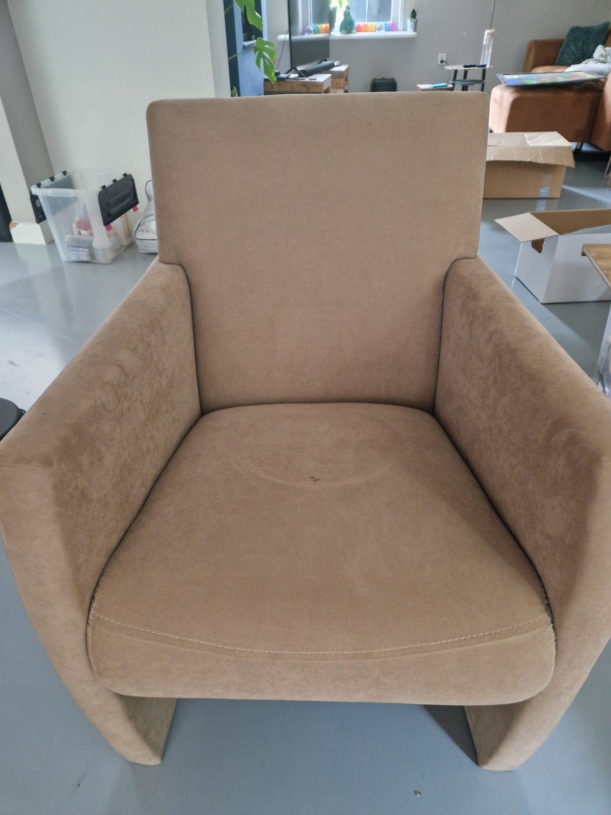 Comfortabele fauteuil - Beige stof, Huis en Inrichting, Ophalen, Gebruikt, Overige kleuren, Eén