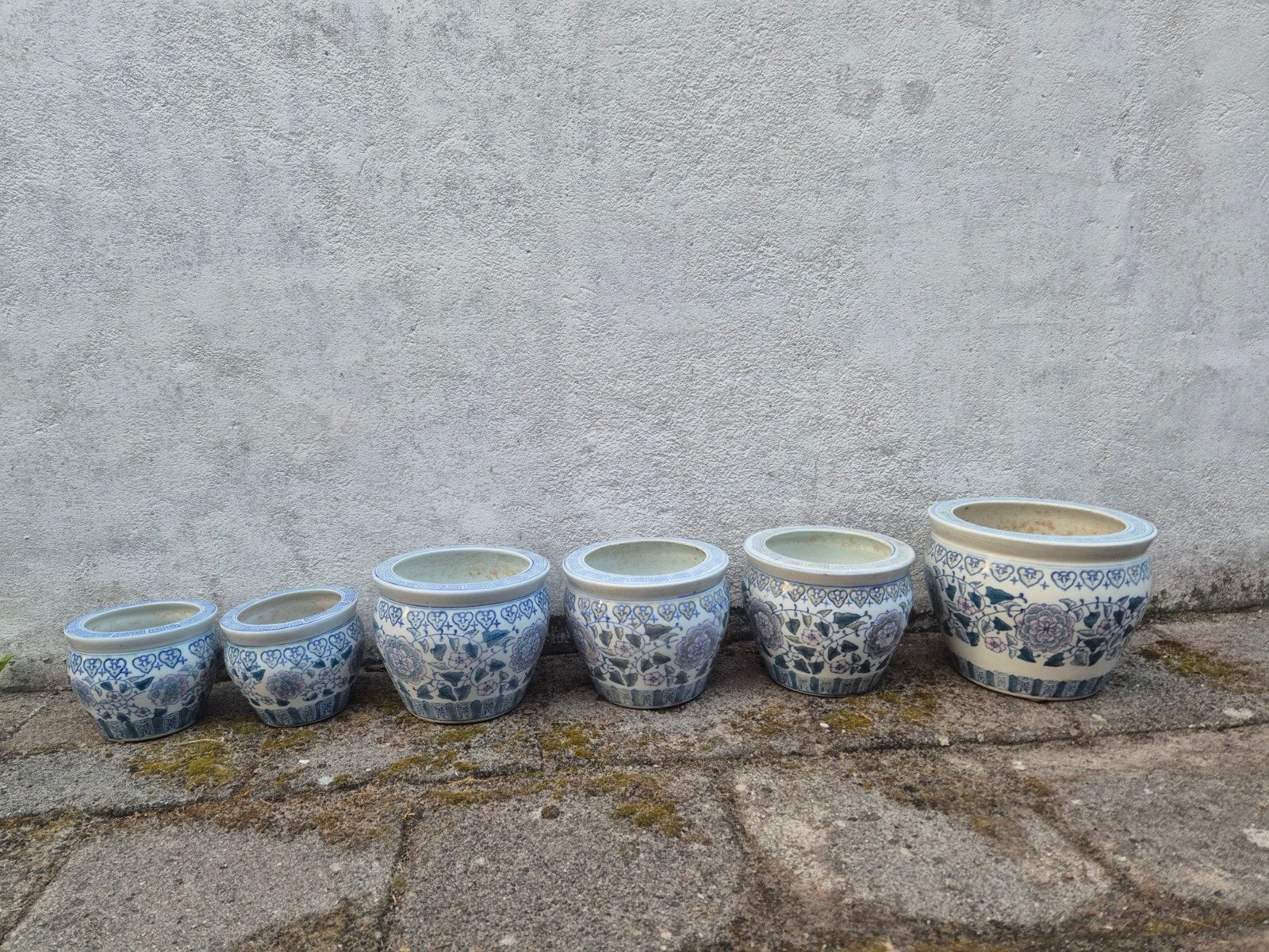 Set van 6 Chinese bloempotten met bloemmotief, Ophalen of Verzenden