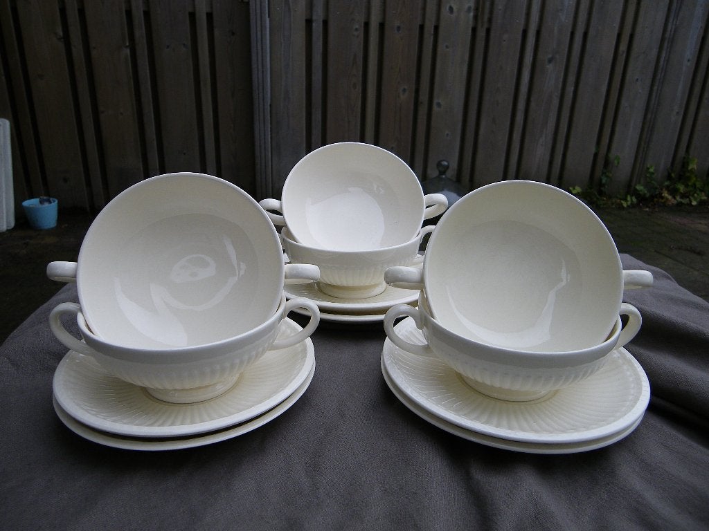 Wedgwood EDME  Puntgave soepkop en schotels, Ophalen of Verzenden, Zo goed als nieuw, Kom(men), Wedgwood