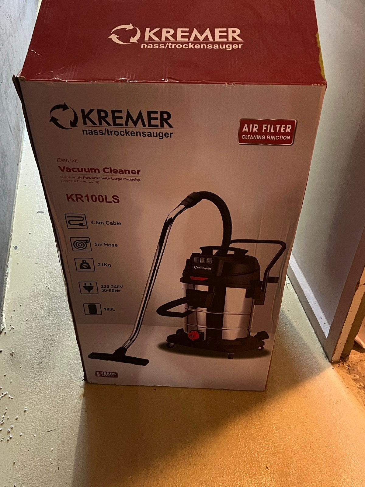 Kremer KR100LS: Krachtige Nat- en Droogstofzuiger 100L RVS, Witgoed en Apparatuur, Ophalen, Nieuw, Industriële stofzuiger, 2000 watt of meer