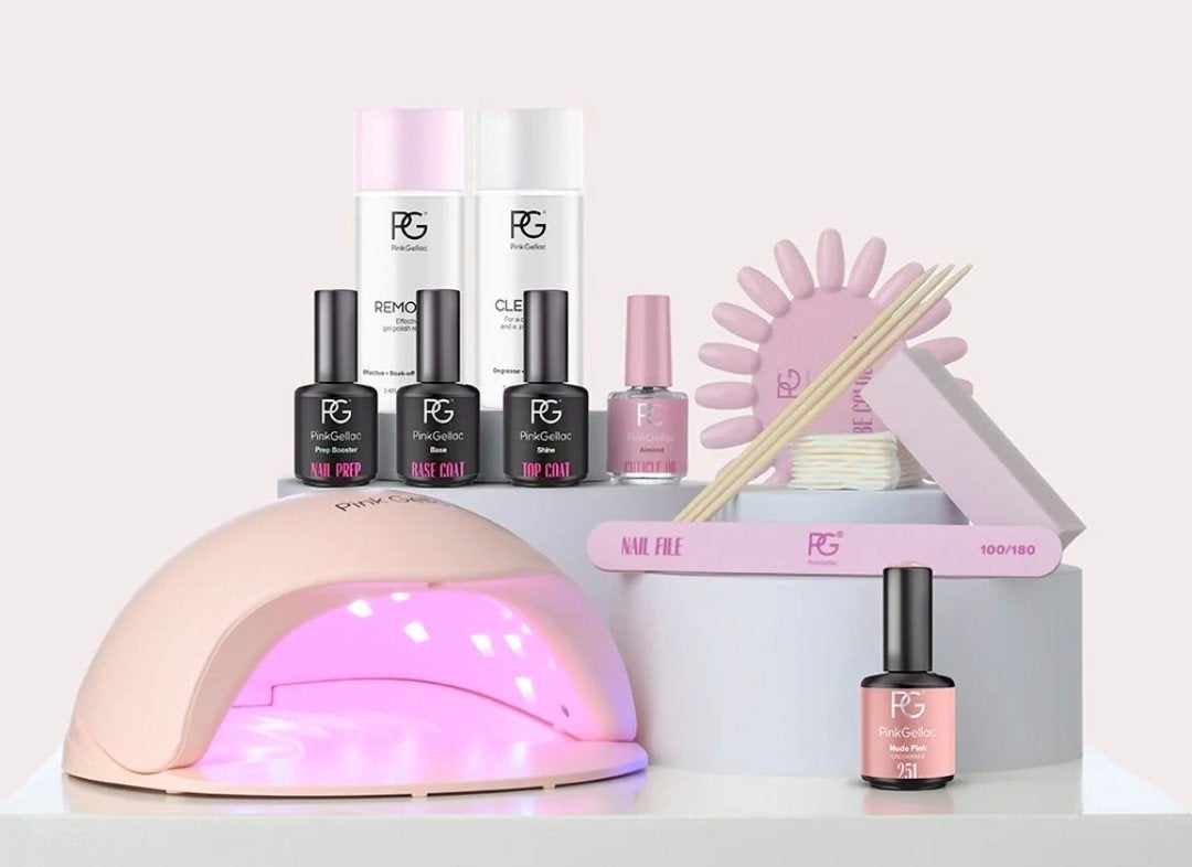 Pink Gellac Starterspakket met UV/LED Lamp en Nagellak, Ophalen of Verzenden, Zo goed als nieuw, Gehele gezicht