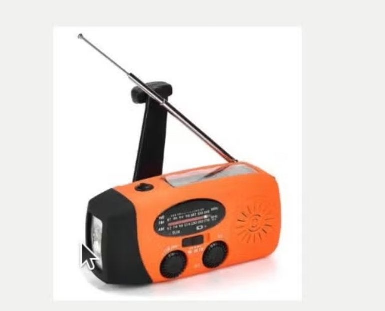 Draagbare FM / AM solar noodradio met zaklamp - Oranje
