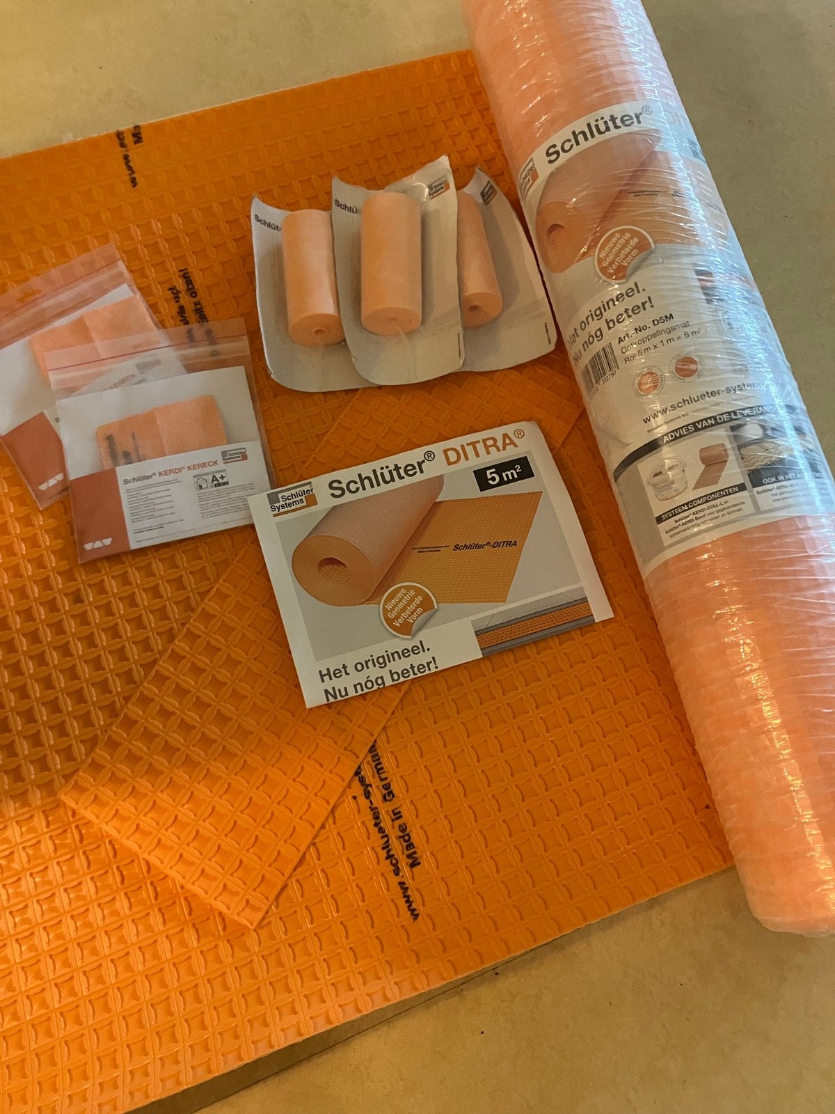 Schlüter Ditra ontkoppelingsmat, Kerdi band en binnenhoeken, Ophalen, Gebruikt