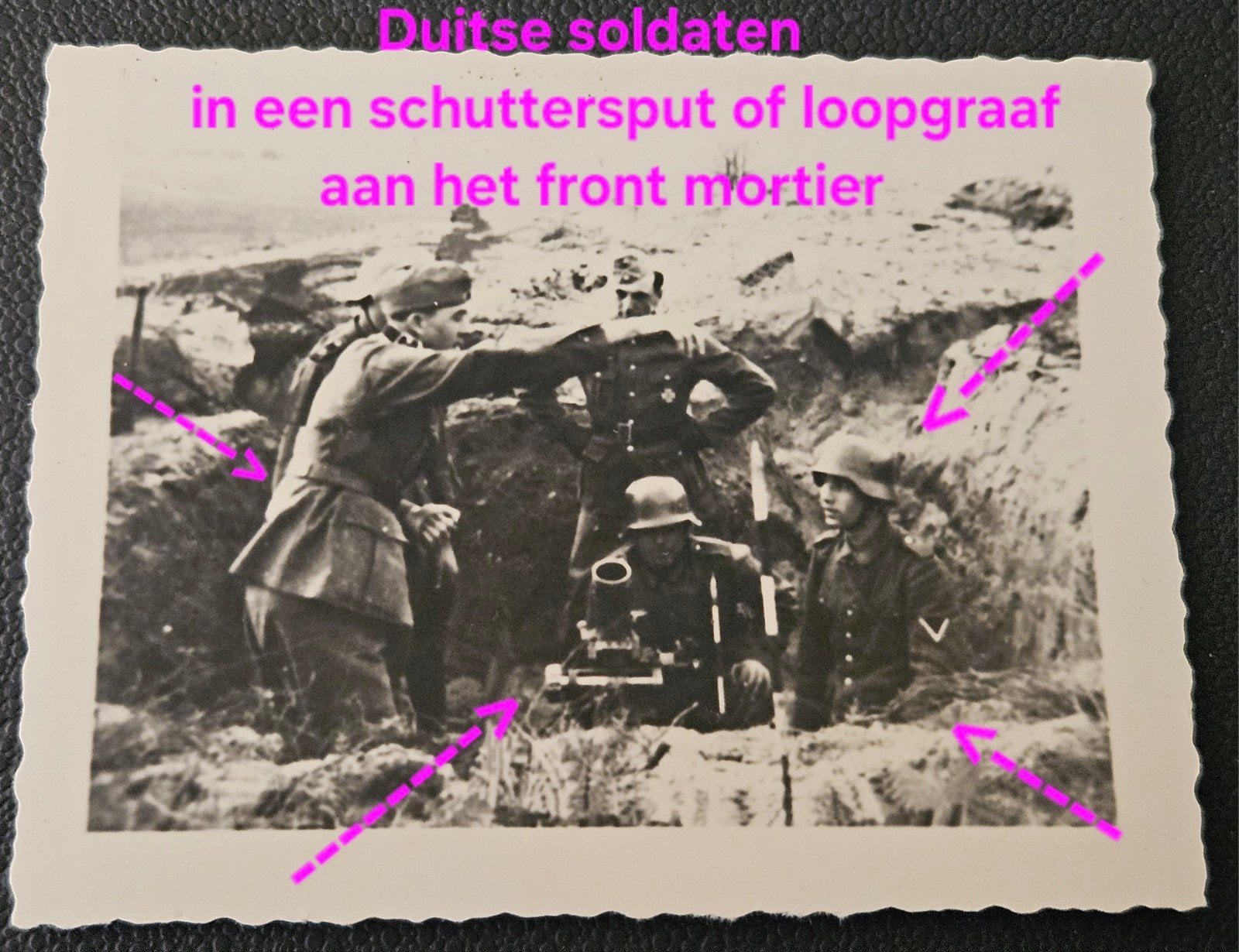 1x foto wo2 duitse soldaten aan het front met mortier, Verzamelen, Ophalen of Verzenden, Duitsland, Foto of Poster