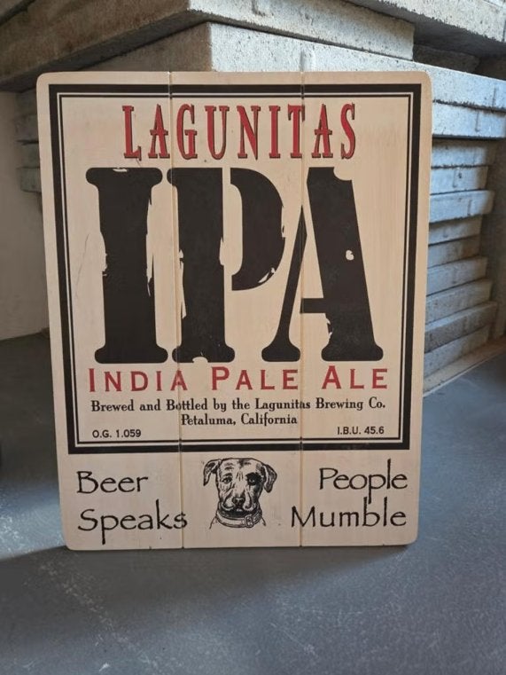 Lagunitas IPA Houten Bord - Nieuw (33x42 cm), Verzamelen, Biermerken, Ophalen of Verzenden, Nieuw, Reclamebord, Plaat of Schild