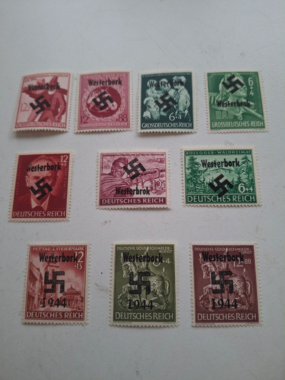Zegels Duitse Rijk met opdruk Westerbork jrn40., Ophalen of Verzenden, Overige soorten, Duitsland, Overige typen