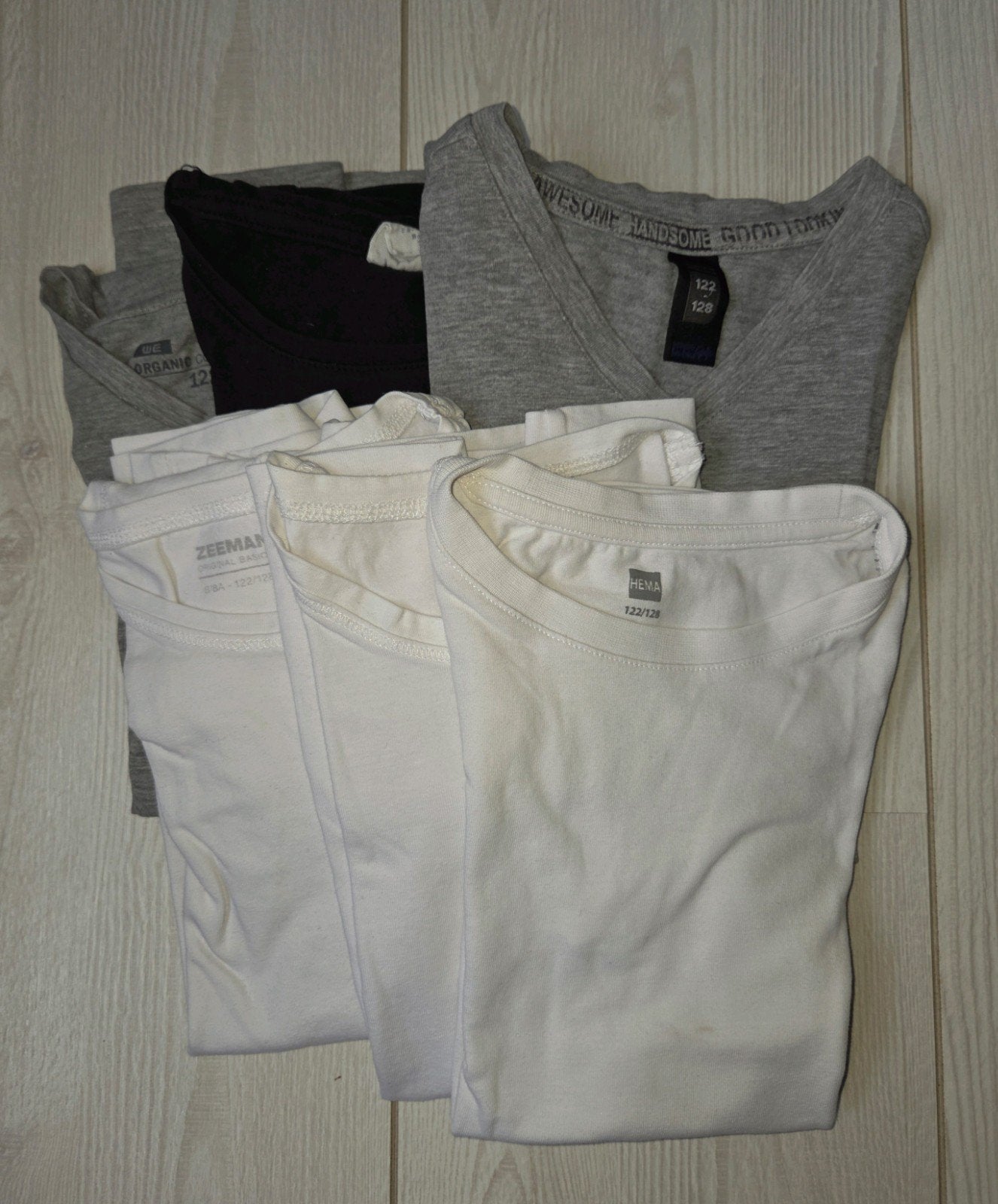 6 Basic T-shirts: Hema, We, Zeeman (Unisex & Meisje), Kinderen en Baby's, Kinderkleding | Maat 122, Gebruikt, Jongen of Meisje