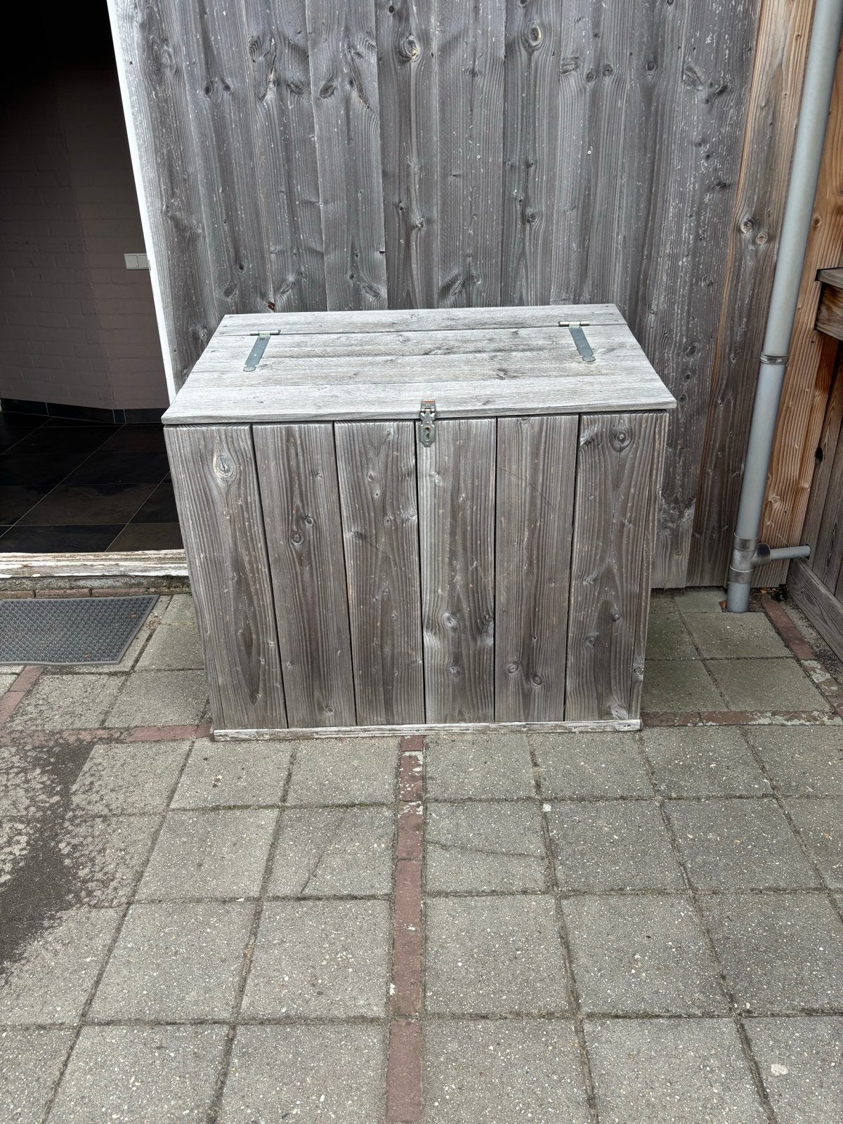 Handgemaakte douglas houten opbergkist voor buiten, Ophalen, 50 – 75, Gebruikt, 50 tot 100 cm