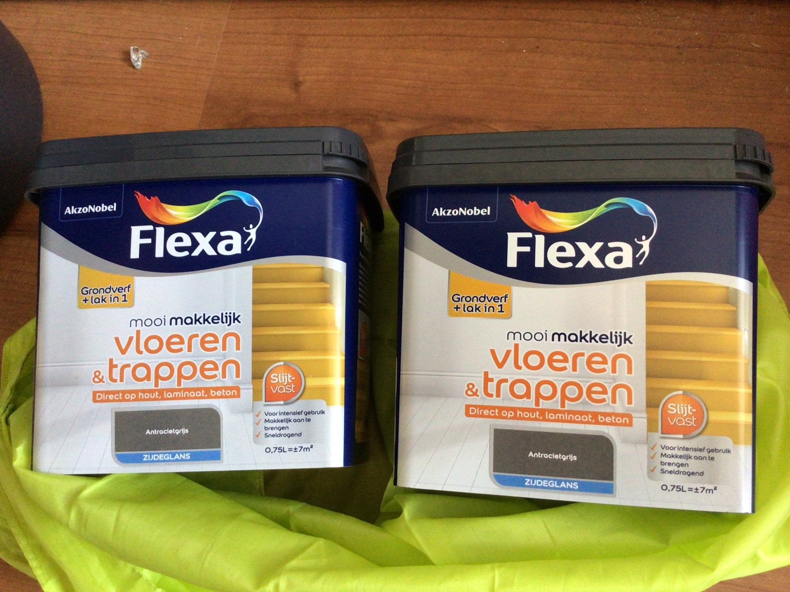 Flexa Vloeren & Trappen verf Antracietgrijs (2x 0.75L), Ophalen, Nieuw, Lak, Grijs