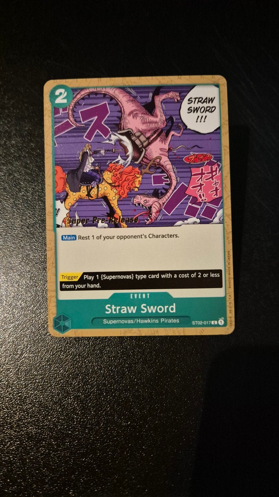 One Piece - Straw Sword, Super Pre-Release, Ophalen of Verzenden, Zo goed als nieuw, Losse kaart