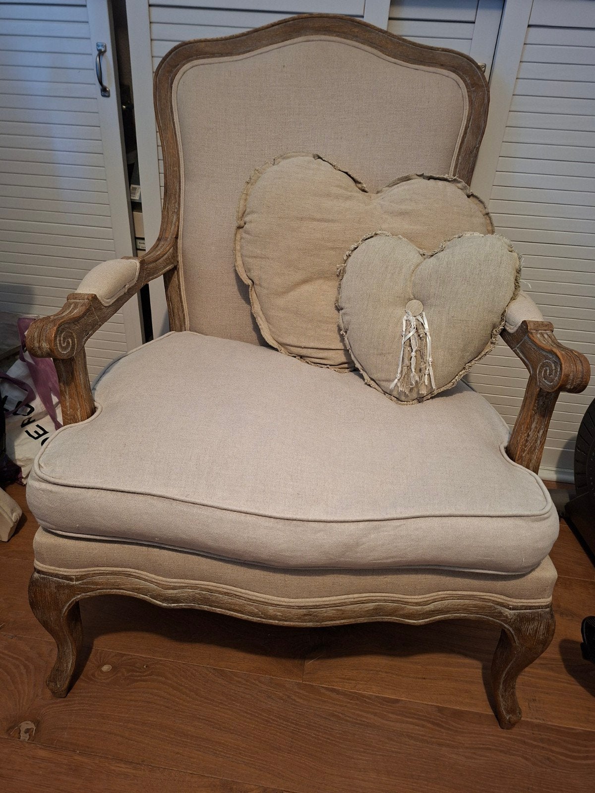 Braxton Interiors Linnen Beige Fauteuil, Ophalen, Gebruikt, 75 tot 100 cm, 75 tot 100 cm