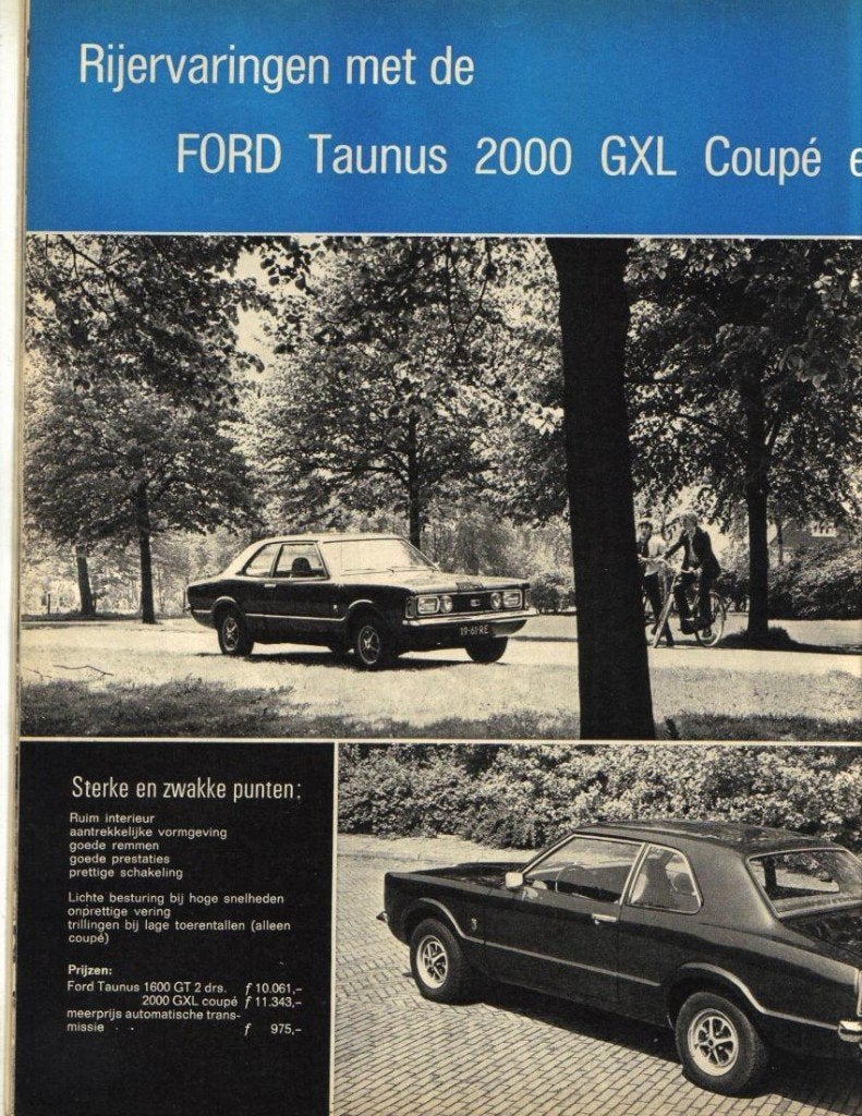 Autokampioen dubbeltest Ford Taunus 1600 GT en 2000 GXL, Ophalen of Verzenden, Gelezen, Ford