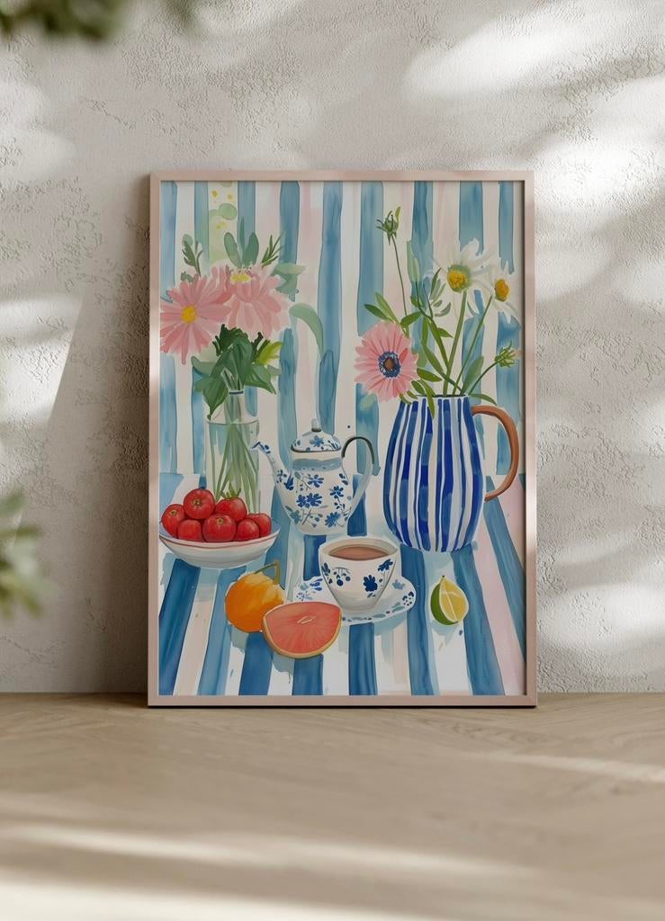 Bloemen & Thee – Summer Breakfast Art Print A4, Ophalen of Verzenden, Nieuw