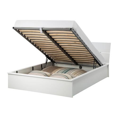 IKEA HERDLA bed met opbergruimte 160x200 wit, Ophalen, Gebruikt, Wit, Tweepersoons