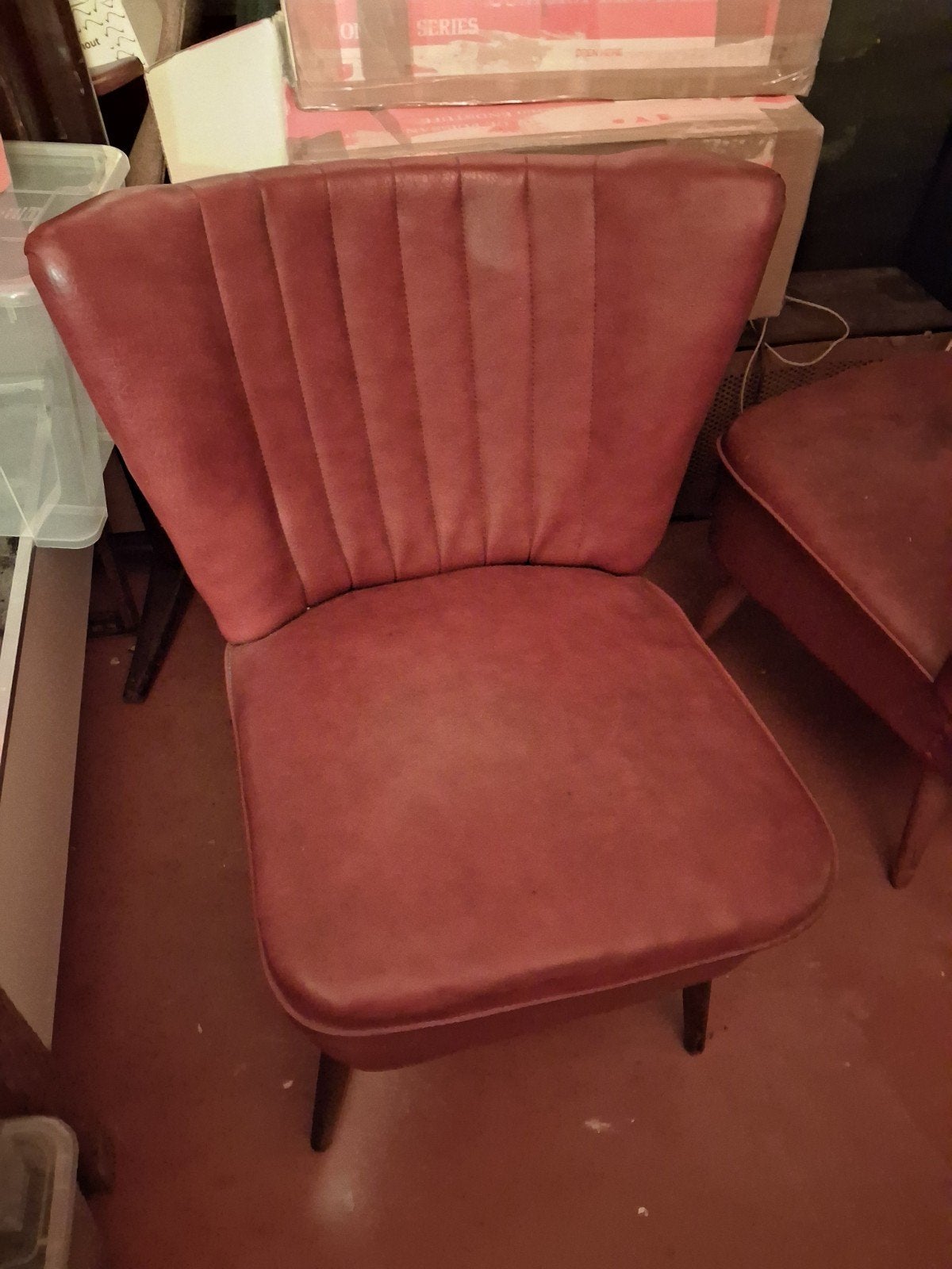 3 vintage bordeaux cocktail fauteuils. stoelen, Ophalen, Gebruikt, Rood, Drie