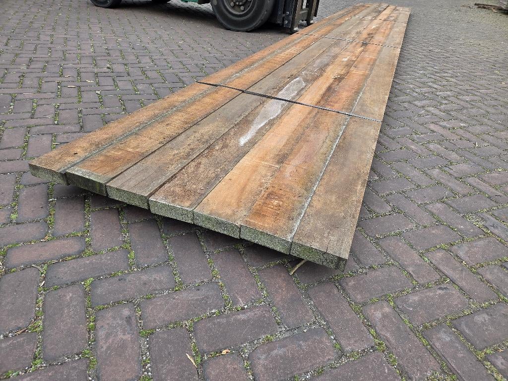 7 Hardhouten balken 4.7x14.5 cm / 8 meter lang - nr: HB93, Tuin en Terras, Palen, Balken en Planken, Ophalen, 250 cm of meer, Balken