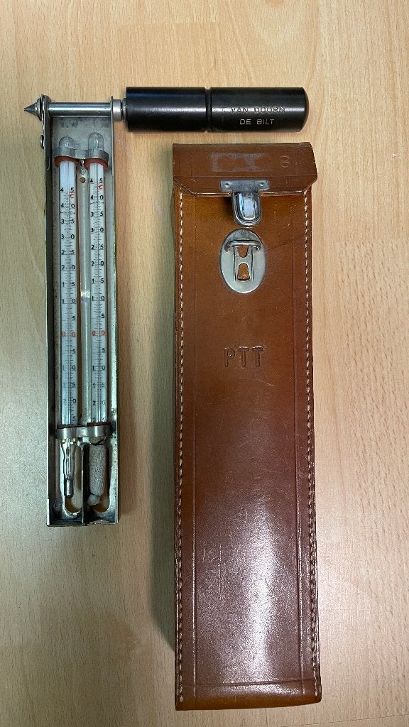 PTT sling-psychrometer- relatieve luchtvochtigheid meten, Gebruikt, Overige typen, Ophalen of Verzenden, Hygrometer