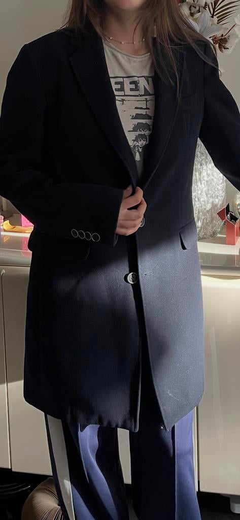 Donkerblauwe manteljas van Hamaki-ho - Maat L, Kleding | Dames, Jassen | Winter, Ophalen of Verzenden, Gedragen, Maat 42/44 (L)
