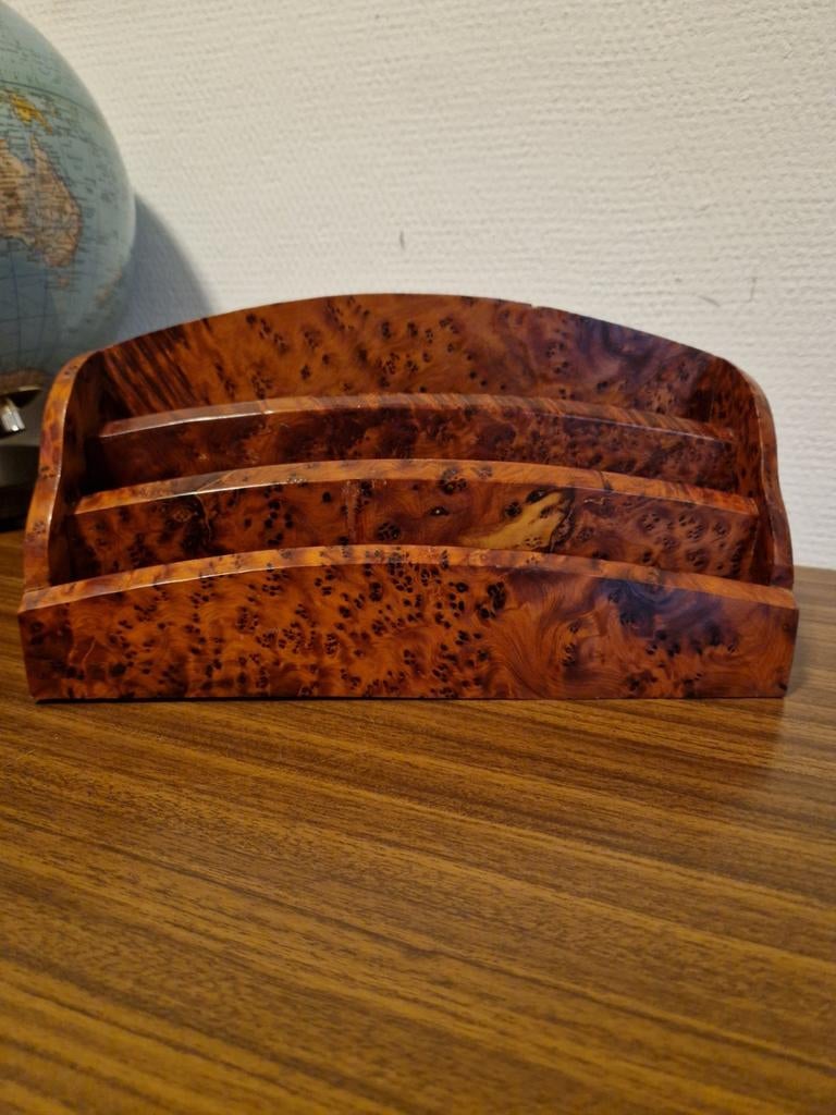 Antique box from burl wood for letters and pens, Huis en Inrichting, Ophalen of Verzenden