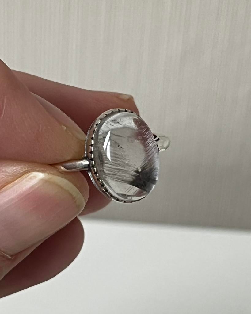 Brookiet in kwarts verstelbare zilveren ring, Sieraden, Tassen en Uiterlijk, Ringen, Ophalen of Verzenden, Zo goed als nieuw, Zilver