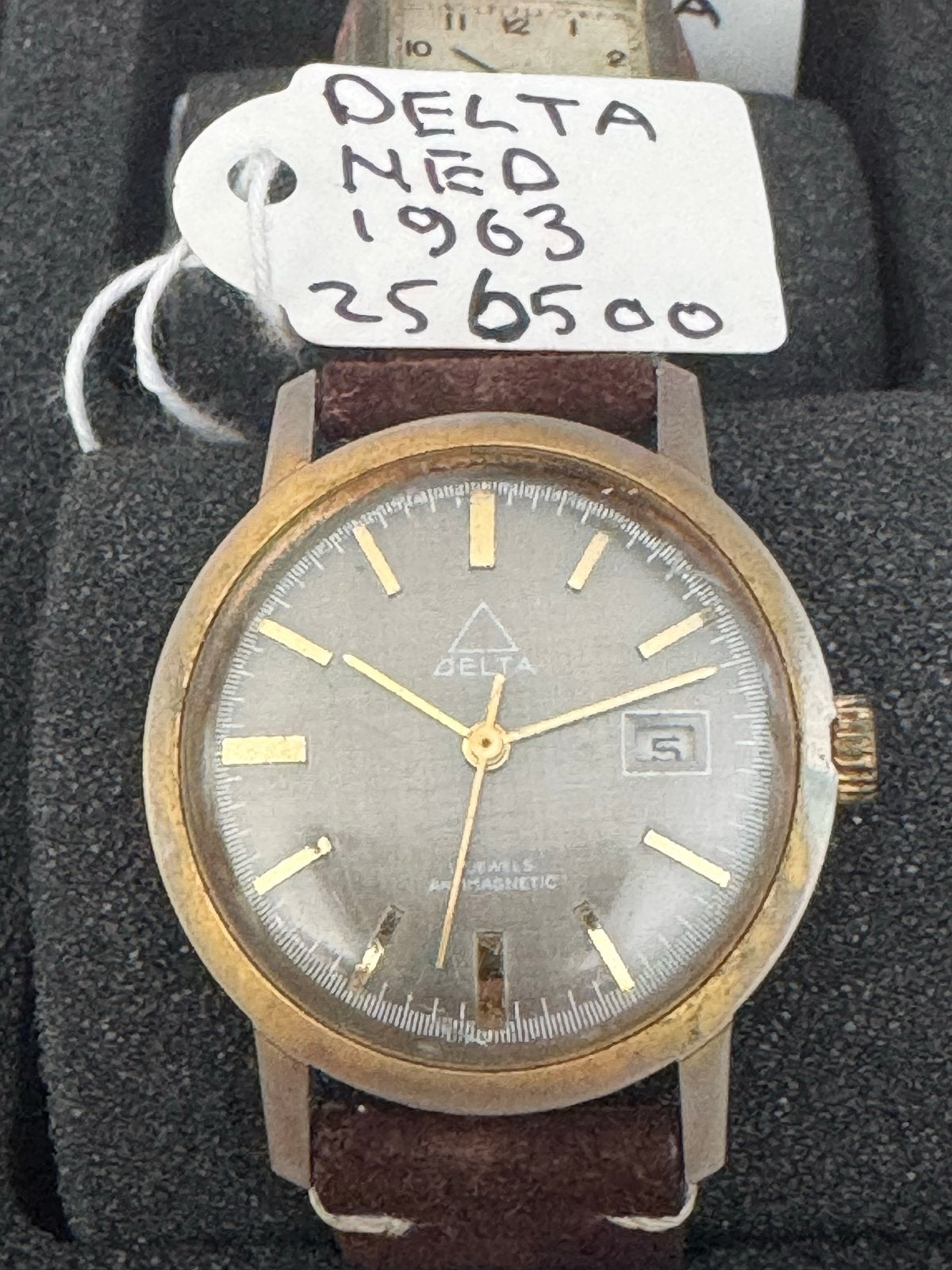 Vintage Delta Polshorloge - Nederlands - 1963, Overige merken, Overige materialen, Met bandje, Polshorloge