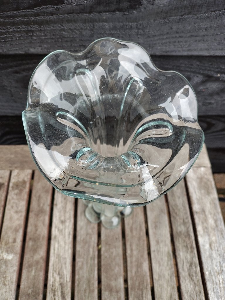 Vaas in vorm van bloem, Transparant, Ophalen, 31 cm, Glas