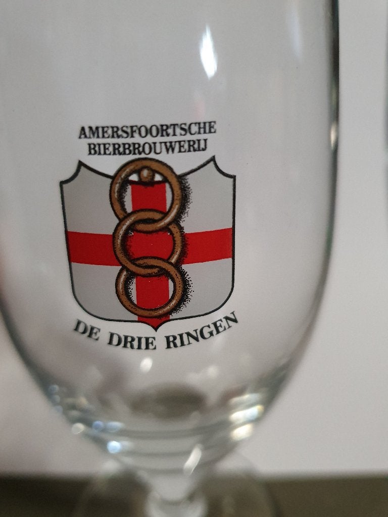 De Drie Ringen Bierglas op voet, Ophalen, Zo goed als nieuw, Glas of Glazen, Overige merken