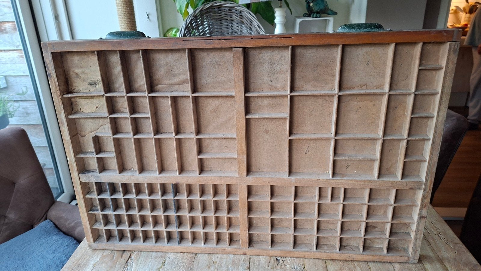 Authentieke Houten Letterbak / Drukkerijlade -Vintage Patina, Ophalen of Verzenden