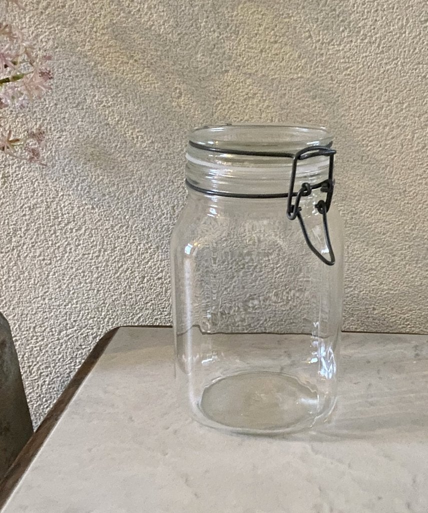 grote en kleine retro glazen voorraadpot / weckpot 3 ltr., Glas, Ophalen of Verzenden, Zo goed als nieuw, Voorraadpot