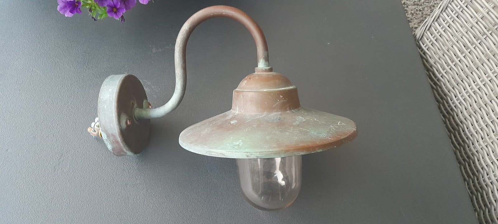 Antieke koperen schuurlamp., Ophalen of Verzenden