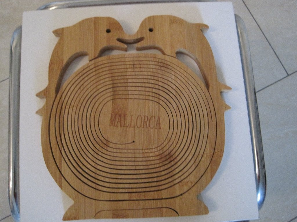 Houten fruitschaal met dolfijnen en is inklapbaar, Ophalen, Nieuw, Rond, Hout