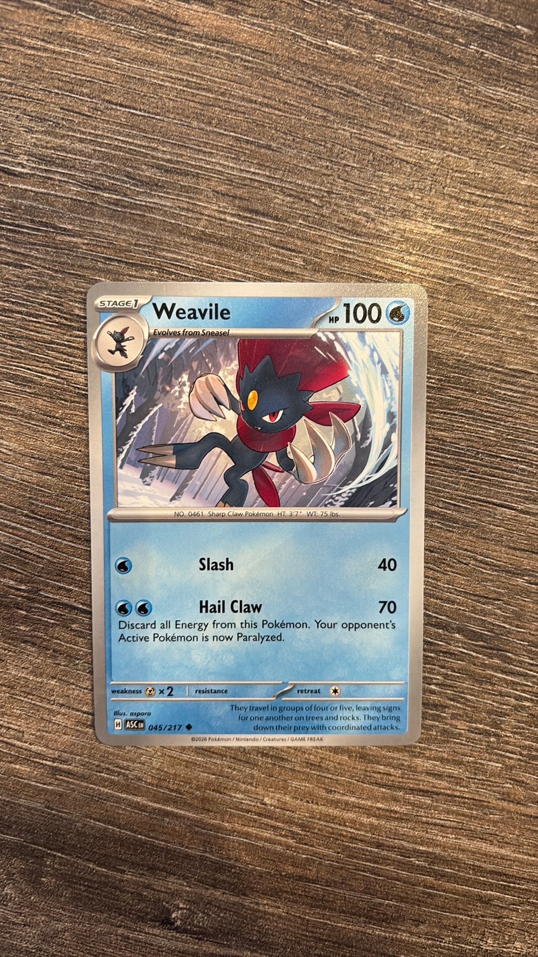 ASC Weavile 045/217, Ophalen of Verzenden, Zo goed als nieuw