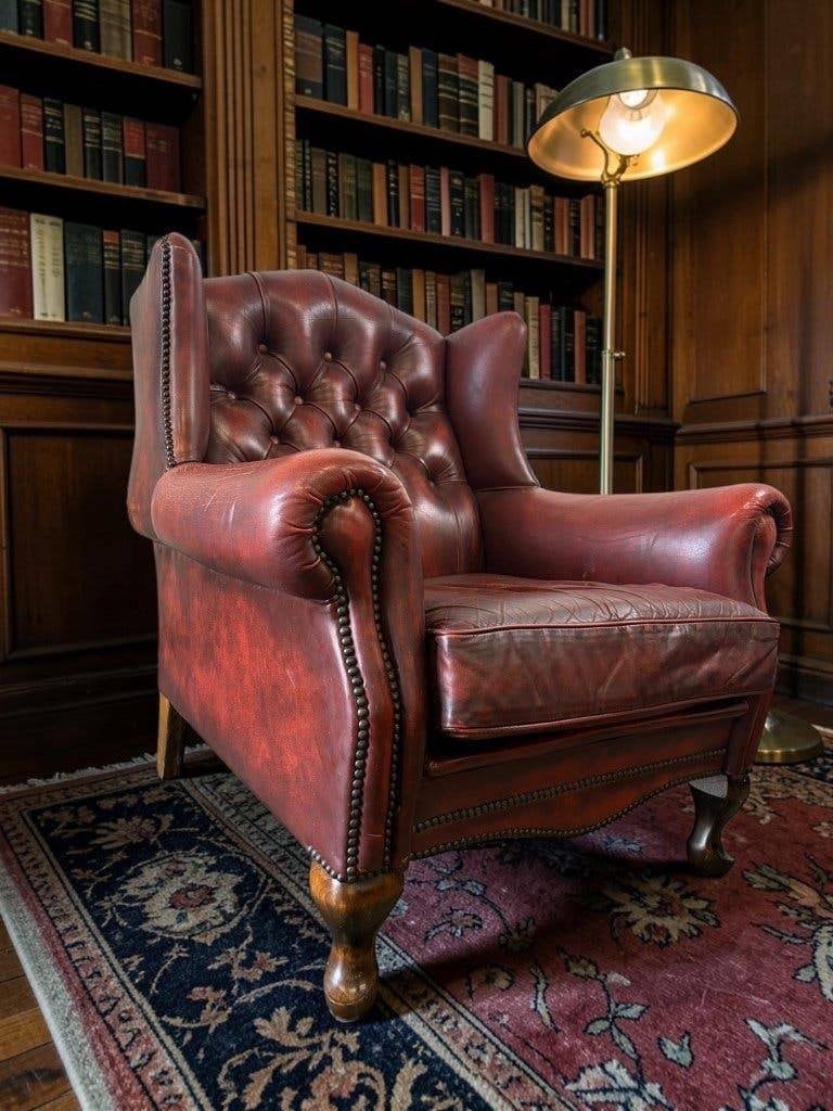 vintage oxford blood leren chesterfield / eenzit / fauteuil, Ophalen