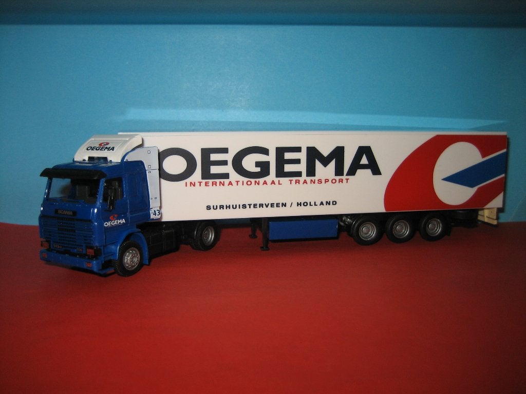 Oegema - Surhuisterveen NL  SCANIA 143 met oplegger Herpa, Ophalen of Verzenden, Zo goed als nieuw, Bus of Vrachtwagen, Herpa