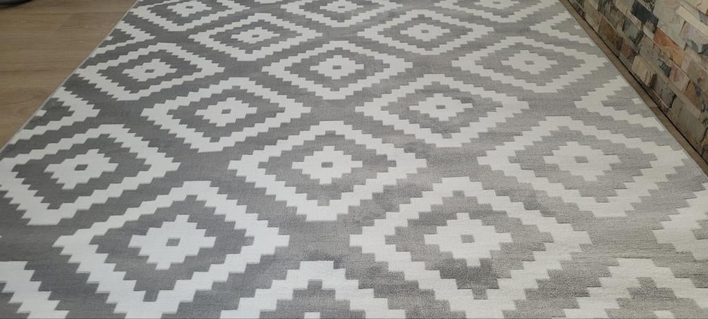 Vloerkleed plus 200x290 grijs wit laagpolig nieuw!!, Ophalen, 200 cm of meer, Grijs, Nieuw