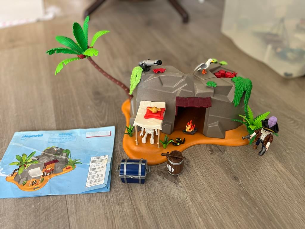 Playmobil Pirateneiland met schat en piraat - Complete set, Ophalen of Verzenden, Zo goed als nieuw, Complete set