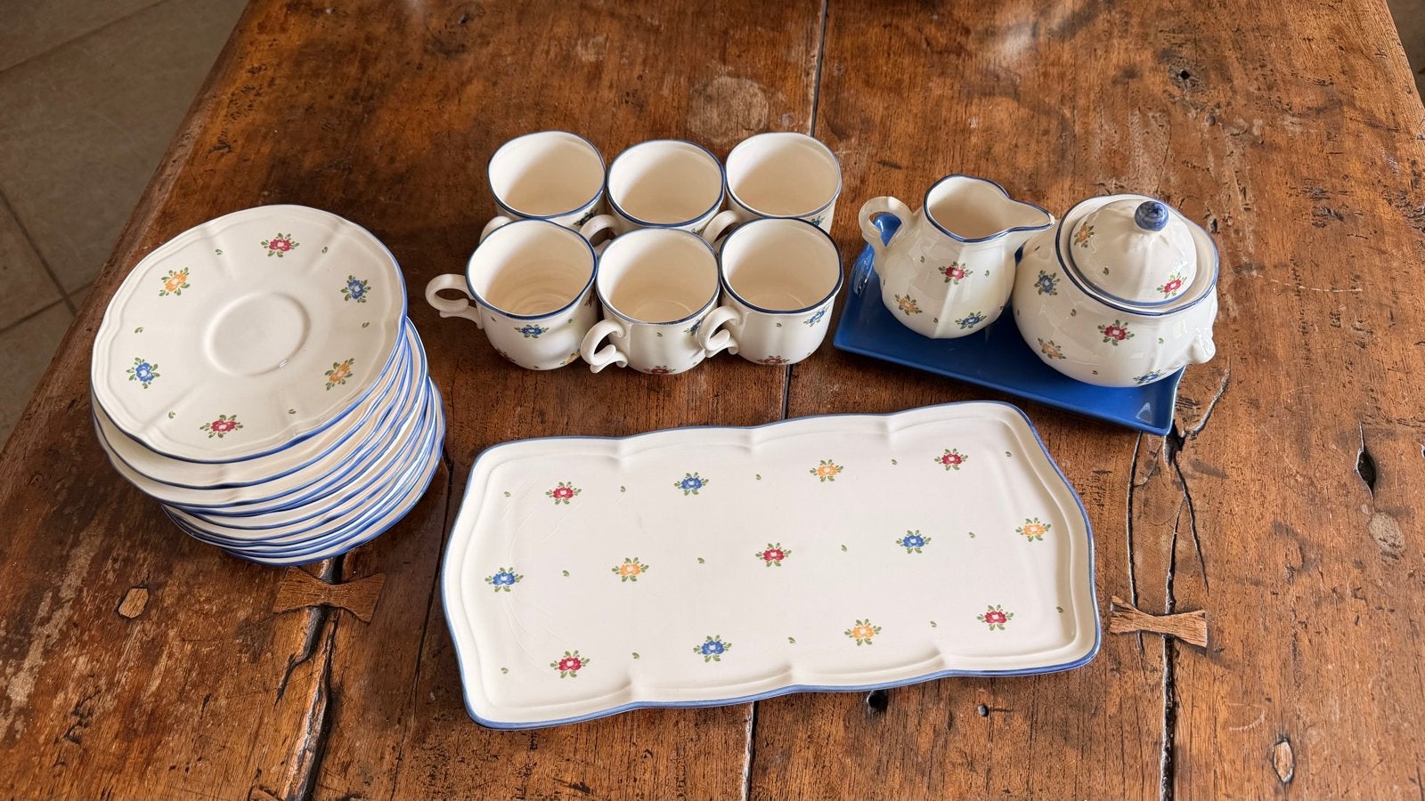 Zeller Fayencen koffieservies set - Vintage Landelijke Stijl, Ophalen, Overige merken, Landelijk/Boerenbont, Zo goed als nieuw