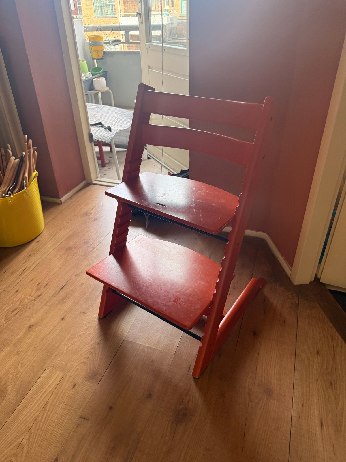 Stokke Tripp Trapp meegroeistoel - Oranje, Kinderen en Baby's, Kinderstoelen, Ophalen of Verzenden, Gebruikt, Meegroeistoel, Aanschuifbaar