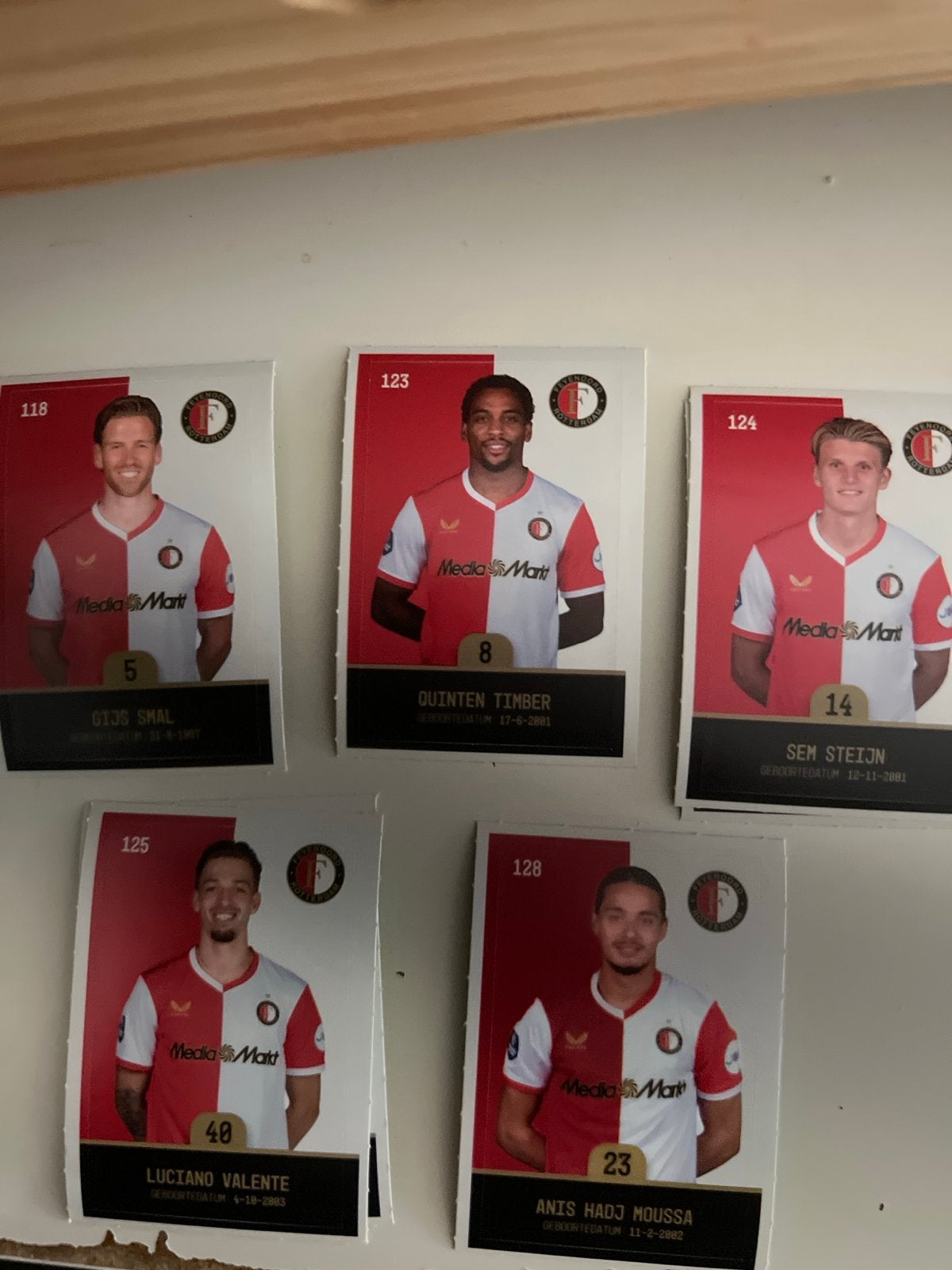 Feyenoord Voetbalcards 2026 - Nrs. 118, 123, 124, 125, 128, Verzenden, Gebruikt, Feyenoord, Spelerskaart