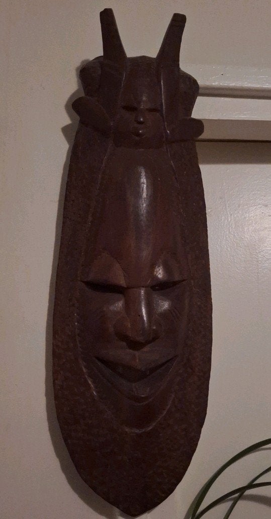 Vintage West-Afrikaans Ashanti hardhouten masker, Ophalen of Verzenden