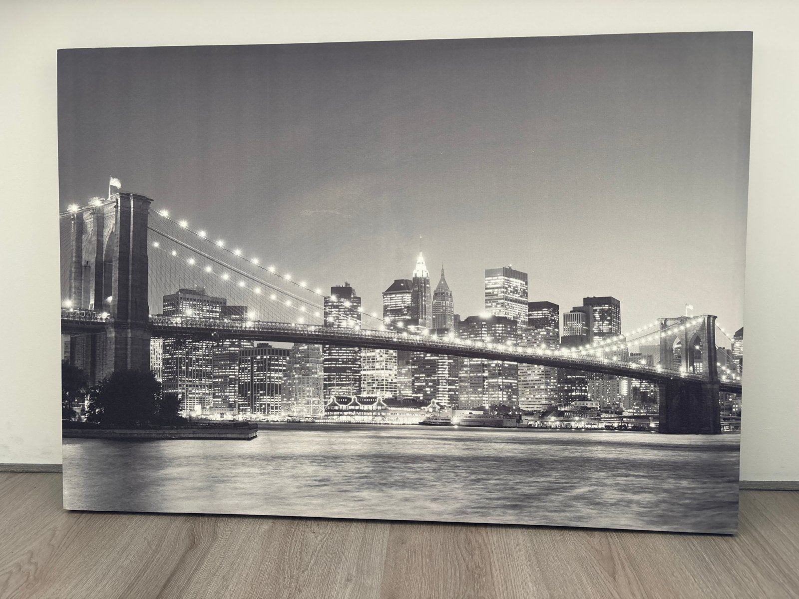 Wanddecoratie print Brooklyn Bridge 100x70cm, Huis en Inrichting, Ophalen, Gebruikt, Schilderij, Zwart