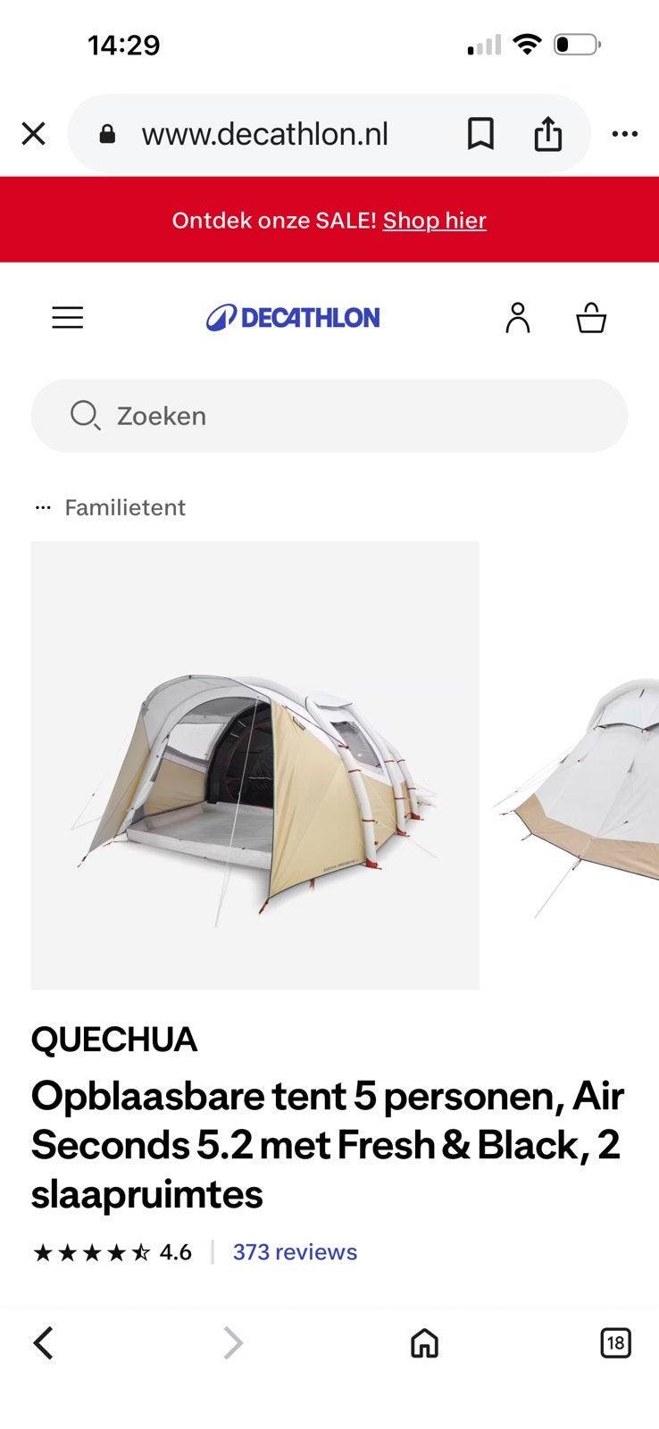 Opblaasbare tent 5 persoons, Ophalen, Zo goed als nieuw