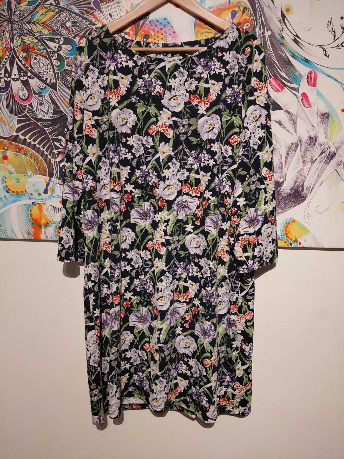 Mooie Norah jurk maat 46 met bloemenprint, Meerkleurig, Maat 46/48 (XL) of groter, Ophalen of Verzenden, Zo goed als nieuw