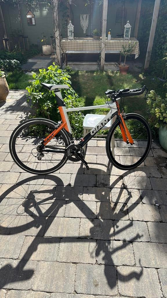 Giant Trinity Carbon TT Triathlonfiets Shimano 105 Maat L, 28 inch, Carbon, Zo goed als nieuw, 57 tot 61 cm