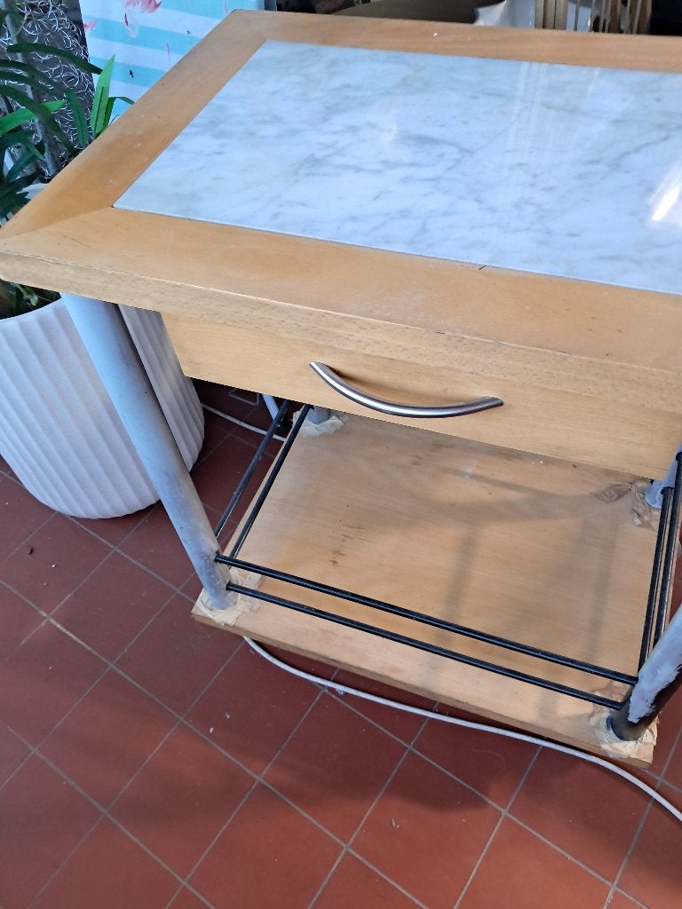 Keukentrolley bijzettafel met marmeren blad  CS27298, Ophalen, Gebruikt, Keukentrolley, Meerkleurig