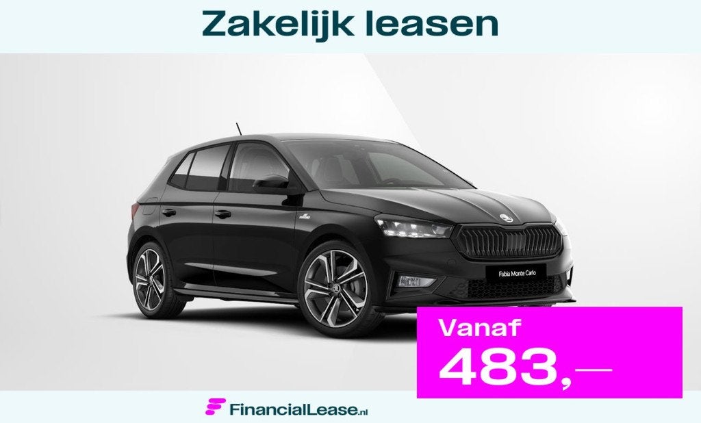 Skoda Fabia 1.0 TSI Monte Carlo inruilpremie 1.000,- / 18" l, Automatische klimaatregeling, 116 pk, Zwart, Bedrijf