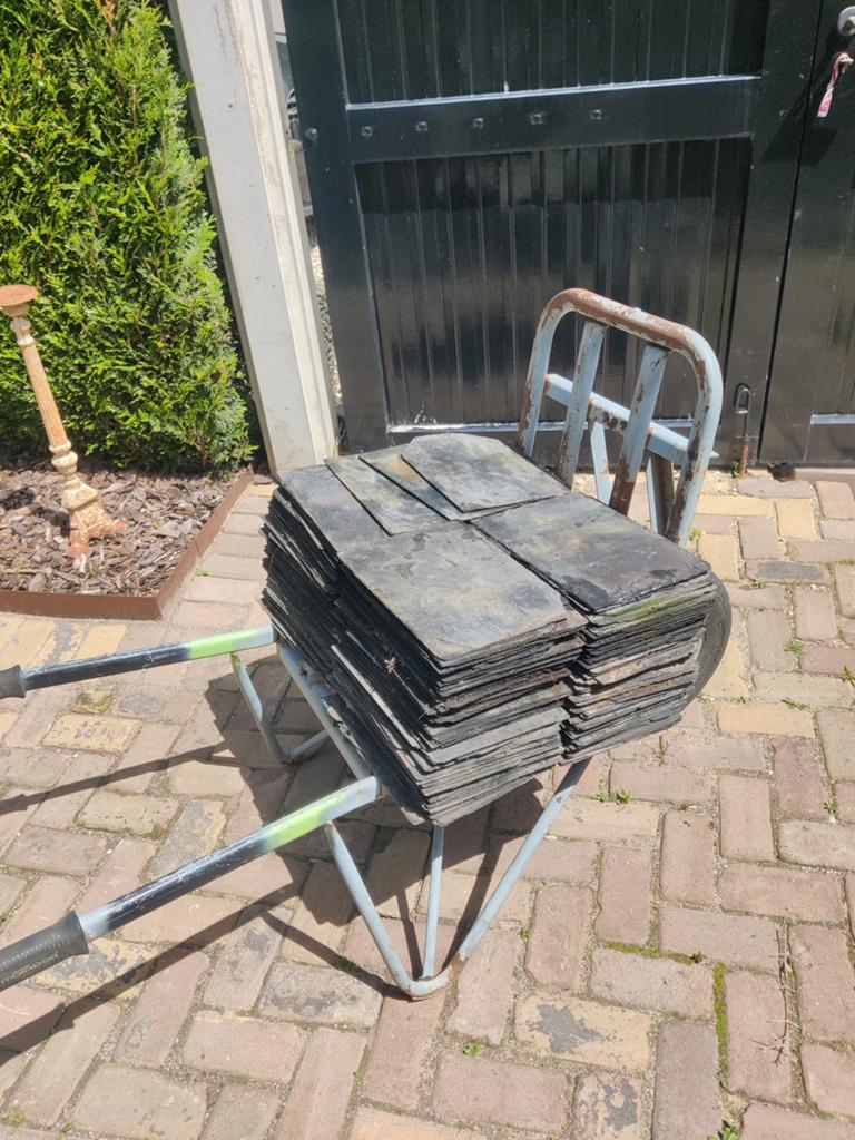 Handgekapte leien, Ophalen, Steen of Klei, Zwart, Minder dan 5 m²