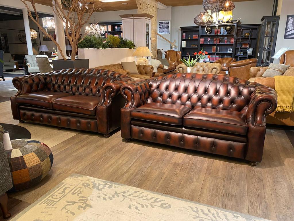 Originele Springvale chesterfield bankstel 3+2 zits bank, Ophalen of Verzenden, Zo goed als nieuw, 75 tot 100 cm